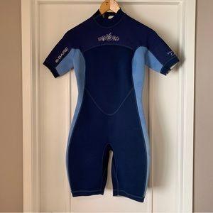 Bare Crush 2/2 MM Blue Nylon Water Skiing Sports Scuba Shorty Wetsuit Women's 10